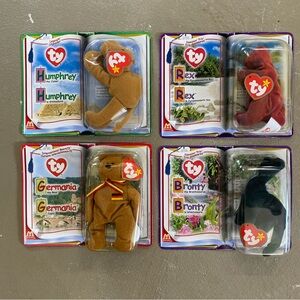 Lot of 4 McDonalds Beanie Baby Rex Bronty Humphrey Germania Original Packaging.